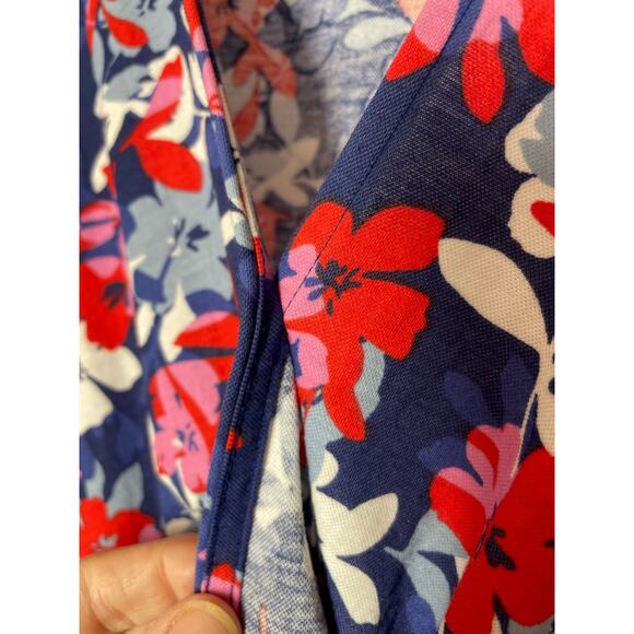 Studio B by Bobeau Wrap Dress Sleeveless Floral Red White Blue Midi Size Large - Picture 5 of 8